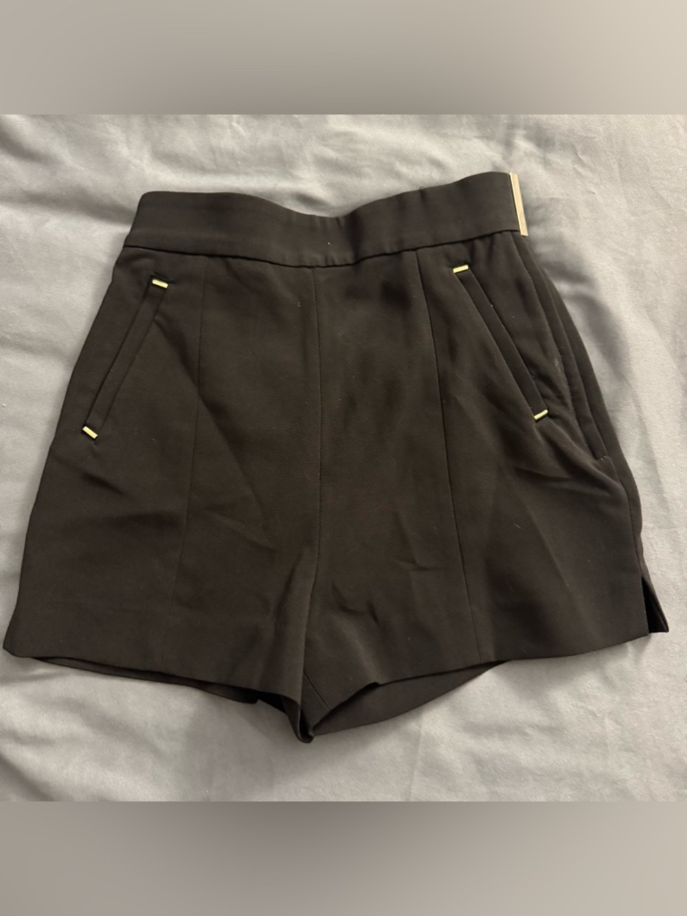 H&M Black High-Waist Tailored Shorts with Gold Trim
